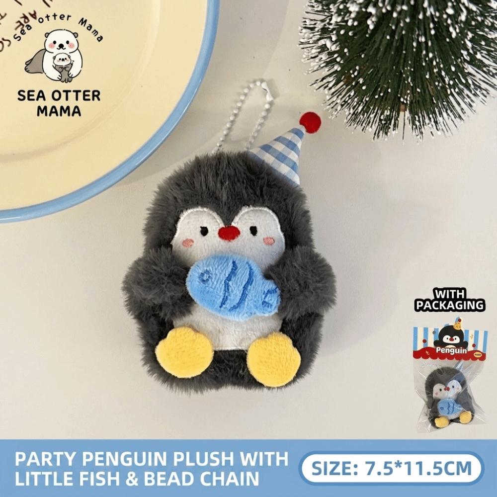 Decorative Soft Plush Plush Penguin Charm Hanging Loop Key Ring Pendant Decor Blue Accents Lightweight Bag Keychain Couples Gift