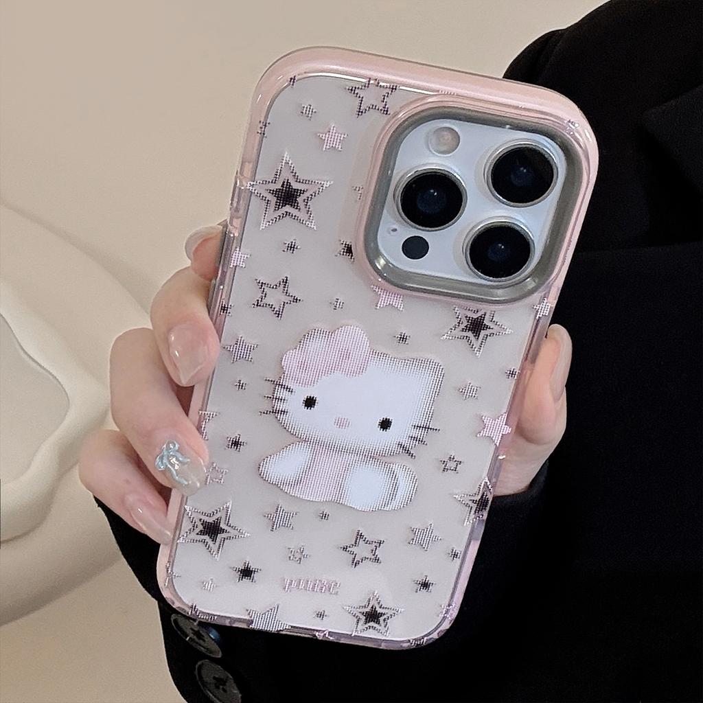 Чехол для телефона IPhone 16/15 с рисунком кота, Совместим с 17 Pro Max, Рамка с цветовыми блоками, Милый и крутой 13/11 Мягкий чехол