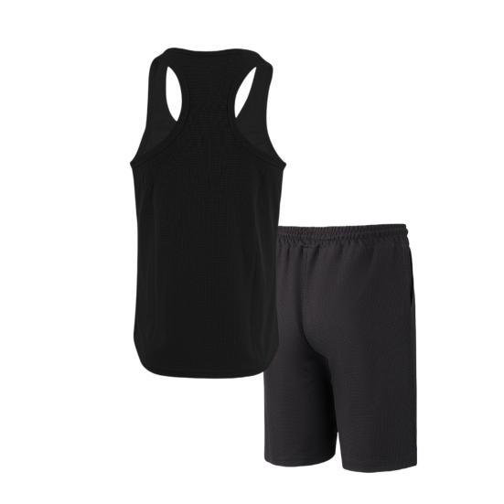 2 шт./компл. Мужская спортивная одежда из вафельной ткани, однотонный жилет без рукавов с круглым вырезом и эластичной талией, широкие шорты, повседневная одежда