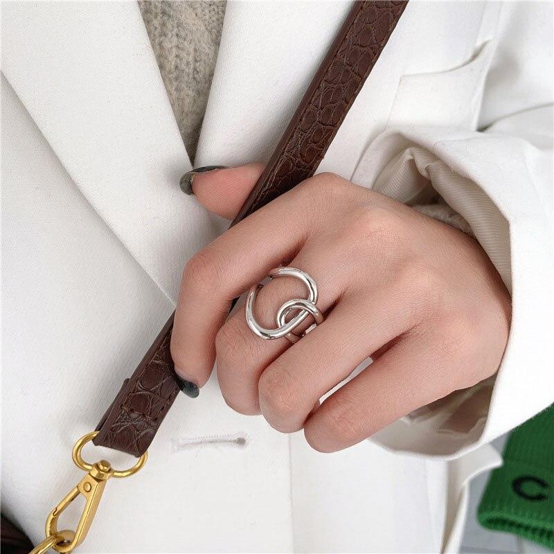 925 Sterling Silver Knotting Cross Open Ring Minimalist Gold Ring For Women Gift S -R659