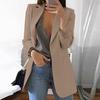 Women Suit Coat Lapel Long Sleeve Open Front Suit Jacket with Pockets Slim Fit Solid