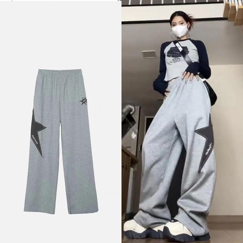 Винтажные спортивные штаны для женщин, широкие брюки в стиле хип-хоп, повседневные брюки с принтом Харадзюку, корейские свободные спортивные штаны, брюки большого размера для женщин, стиль Y2k