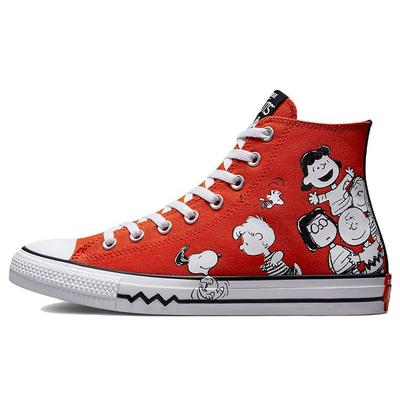 Chuck Taylor All Star Peanuts Snoopy Высокие парусиновые кеды Унисекс Красный A02573C