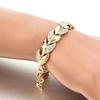 1шт хип-хоп лист браслет женский золотой витой блестящий хрустальный камень браслет элегантная регулируемая цепочка повседневные ювелирные изделия