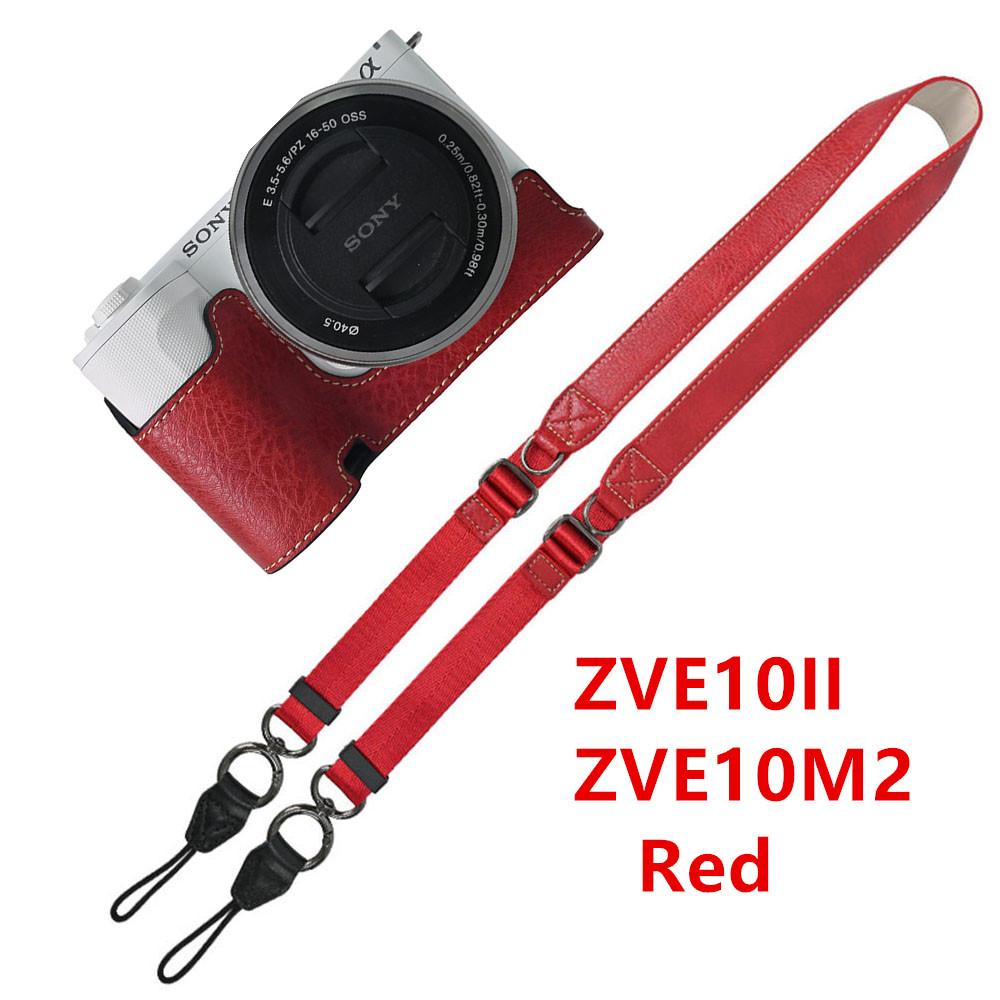 Получехол для камеры из ПУ кожи личи для Sony A6700 A6400 A6300 A6100 A6000 ZVE10 ZVE10II ZVE10M2 с открывающимся снизу чехлом и ремешком