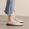 Weiwei Girl Closed-Toe Mules: French Retro Flat Slippers for Women, Versatile and Plus Size Available.