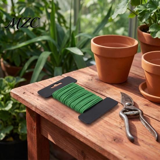 Cut to Length Green Tie 32.8Ft Soft Plant Tie, Twist Garden with Spool, 2.5mm Diameter, Galvanized Weather Resistant Support Iron Wire Plastic Coated
