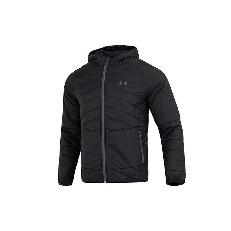 Under Armour Однотонная хлопковая куртка с капюшоном на молнии для мужчин Черная 1375447-001