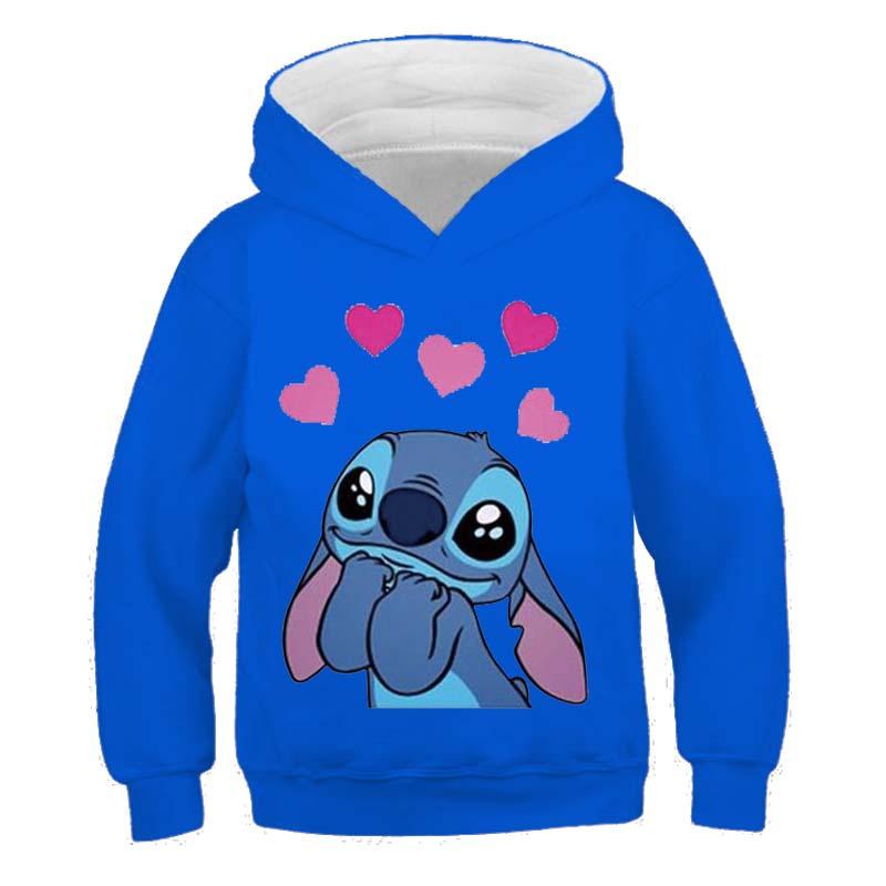 Толстовки с капюшоном MINISO New Stitch для девочек, осенне-зимняя толстовка с длинным рукавом Harajuku, повседневные топы с капюшоном в стиле Disney Series Stich