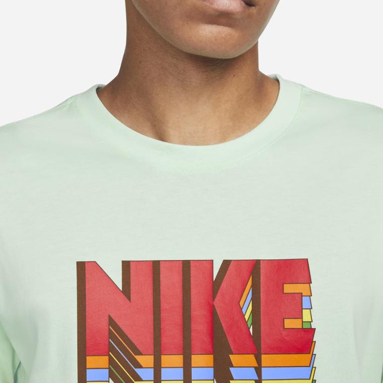 Nike Sportswear Letter Logo Print Round Neck Long Sleeve T-Shirt Men Tops Mint-Green DX1051-379