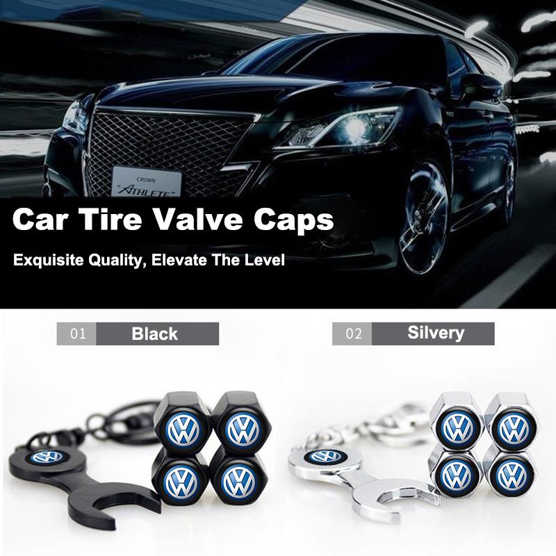 4Pcs Car Styling Wheel Tire Valve Caps Cover Bring tools For VW Volkswagen GTI Polo 6 7 Passat CC Tiguan T-ROC Jetta Taigo MK7 zw8