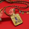 Тибетский Зодиак Восемь Защитников Тханка Квадратный кулон с золотой инкрустацией