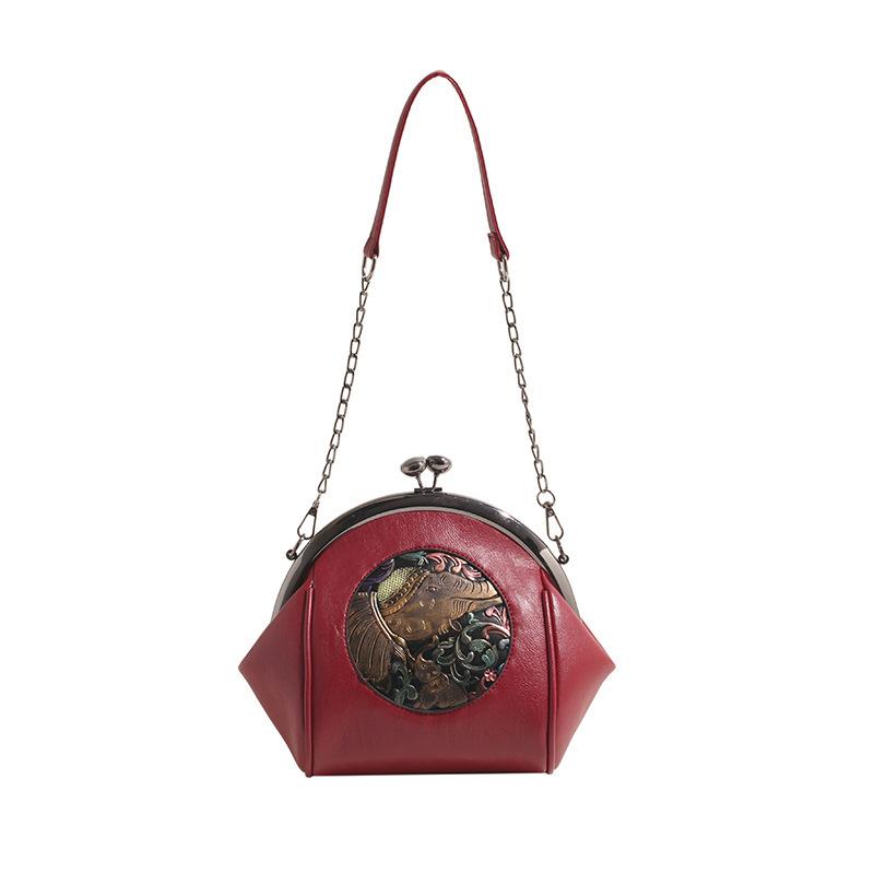 Маленькая женская сумка 2024 года, новая модная сумка с цепочкой и клипсой, вышитая сумка-ракушка, универсальная сумка на одно плечо с косым креплением