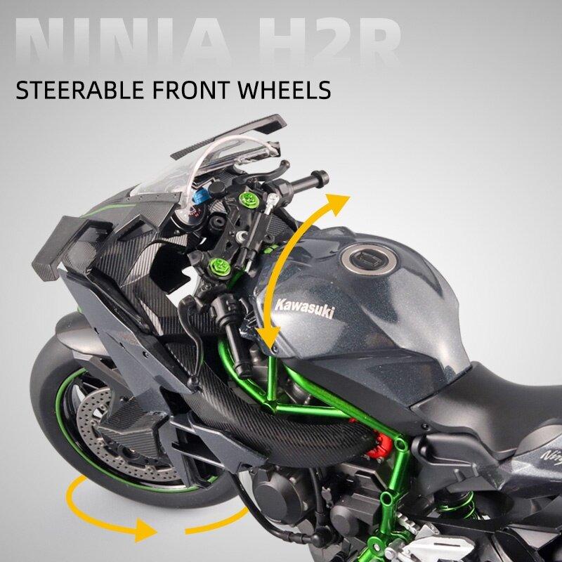 Модель мотоцикла Kawasaki Ninja H2R большого масштаба, литая, со звуковыми и световыми эффектами