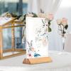 Display Board Double-Sided Acrylic Sign Holder with Wooden Base Versatile Clear Table Stand for Message Cards
