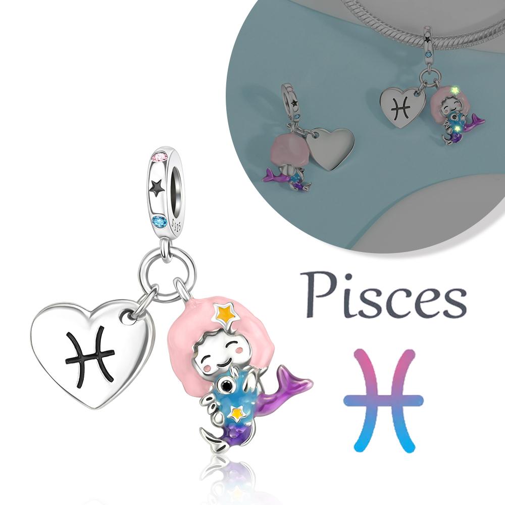 Прекрасный Медный Овен Лев 12 Созвездий Зодиака Коллекции Шарм Подходит Оригинальным Браслетам Женский DIY Изысканные Ювелирные Изделия