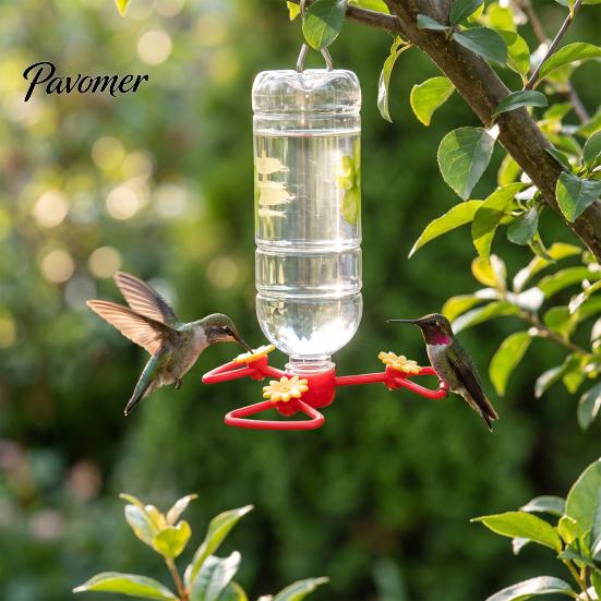 Plastic Nectar Feeder for Garden Hummingbird Adapter with Detachable Flower Ports Bottles, Backyard Attraction Kit DIY Outdoor Bird Patio and