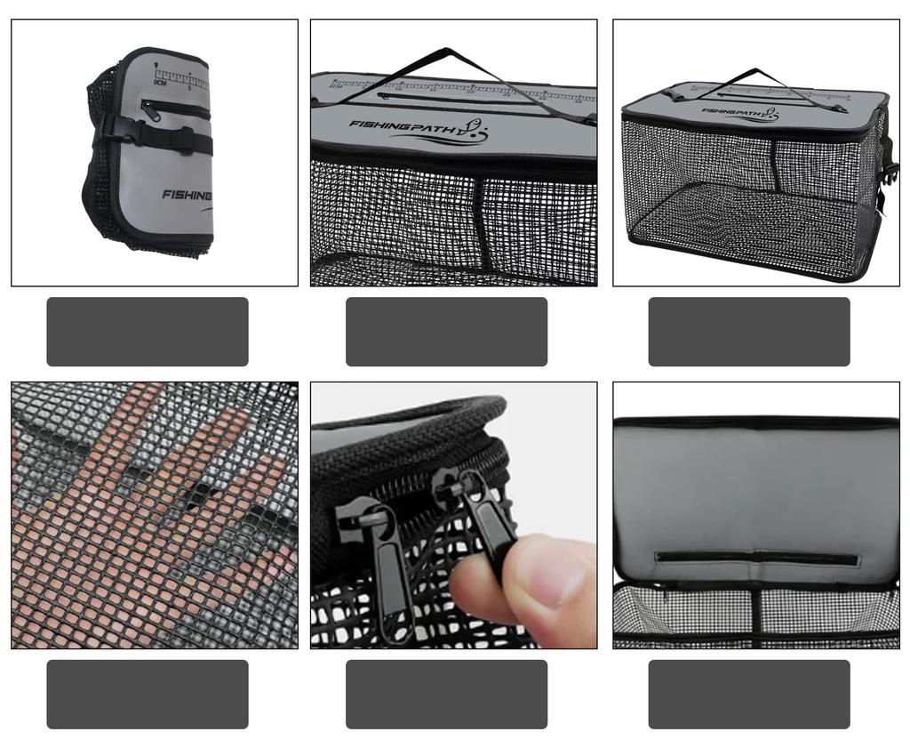 FISHING PATH Folding Floating Fishing Net, 40cm, with Bucket and 5m Rope, Multifunctional for Rock Fishing, Breakwater Fishing, Fishing Tackle,