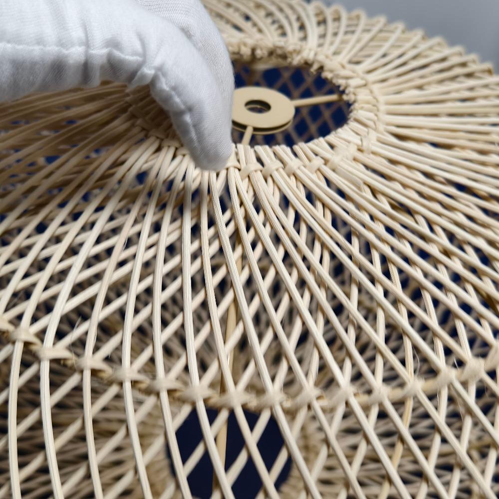 Bamboo Lantern 40cm Pendant Lamp Natural Rattan Rattan E27 LED Chandeliers Hand-Woven Lampshades Lighting Fixture Hanging Light