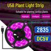 Светодиодная лента USB для выращивания растений, 5 В 2835, полный спектр, идеально подходит для овощей, цветов и суккулентов.