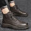 Ботинки Martin мужские 2025 осень и зима новые высокие кожаные туфли среднего берца в британском стиле мужские черные рабочие ботинки