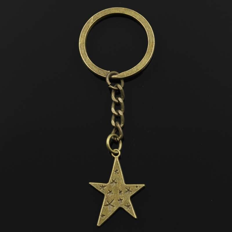 Модный брелок 28x21 мм, подвески со звездой и пентаграммой, сделай сам, мужские ювелирные изделия, автомобильный брелок, кольцо, держатель, сувенир для подарка