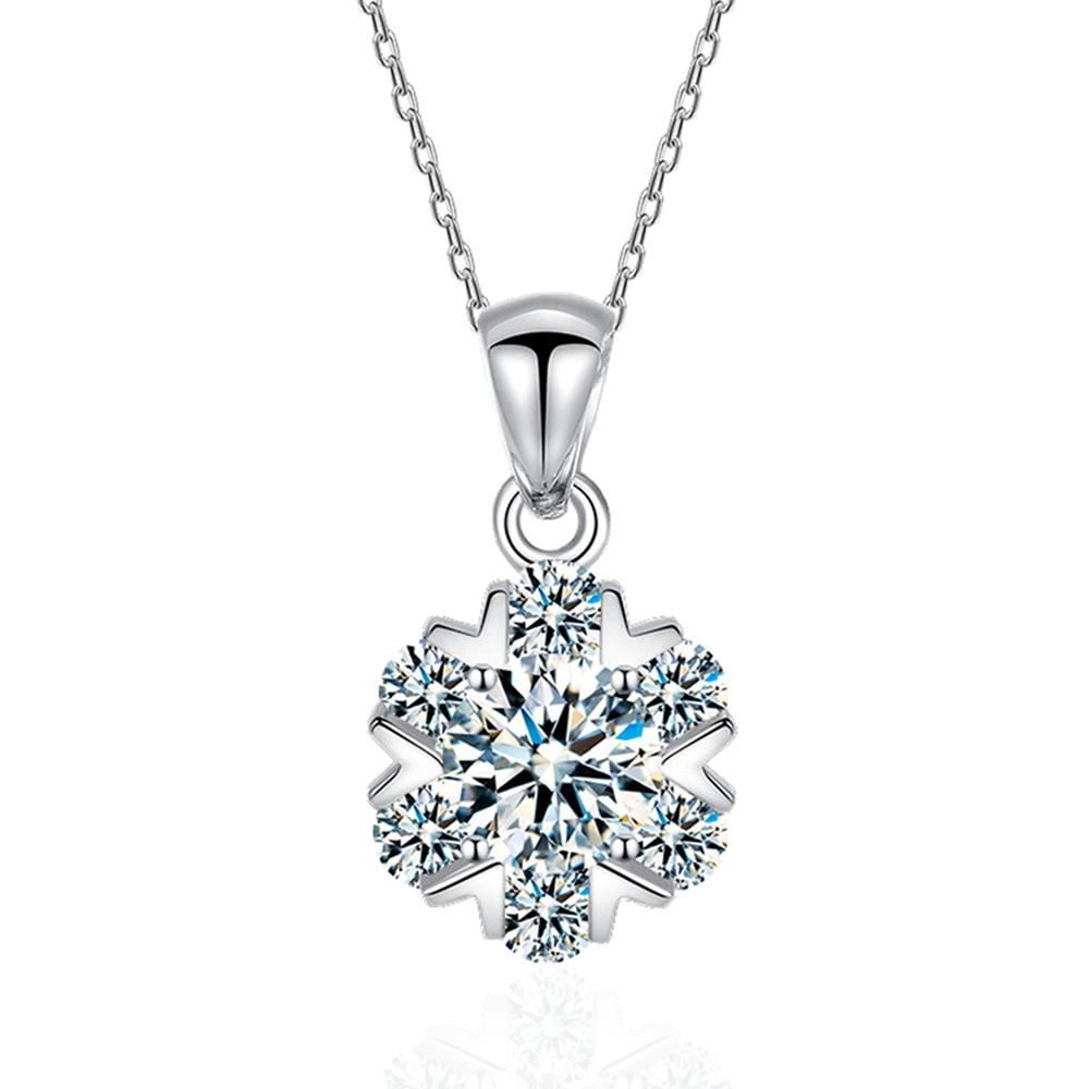Vinregem 100% серебро 925 пробы VVS1 3EX D Цвет 1CT 6,5 мм настоящий муассанит с бриллиантами, драгоценный камень, цветок, кулон, ожерелье, ювелирные изделия GRA