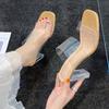2024 Summer Women's Open-Toe Transparent Thick Heel PVC Sandals