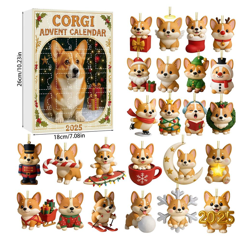 Christmas Pug Cat Horse Corgi Series Acrylic Advent Calendar With 24 Animal Figurines For Festive Decor