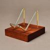 "Heart-Shaped Crystal Mineral Specimen On Iron Stand with Wooden Jewelry Display"