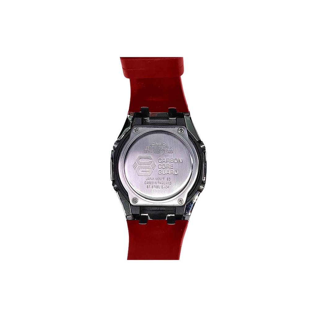 Casio Мужские часы с жидкокристаллическим и аналоговым двойным дисплеем, серия 44 мм, красные, GA-2100-4A(Watch3--)