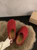 Женские шлепанцы на платформе осенне-зимние ретро пушистые с закрытым носком полуботинки женские для ленивых мюли