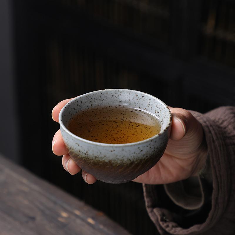 Coarse pottery tea bowl, Japanese ceramic cup, retro Kung Fu tea, siege stove brewed tea cup, single cup, home master cup