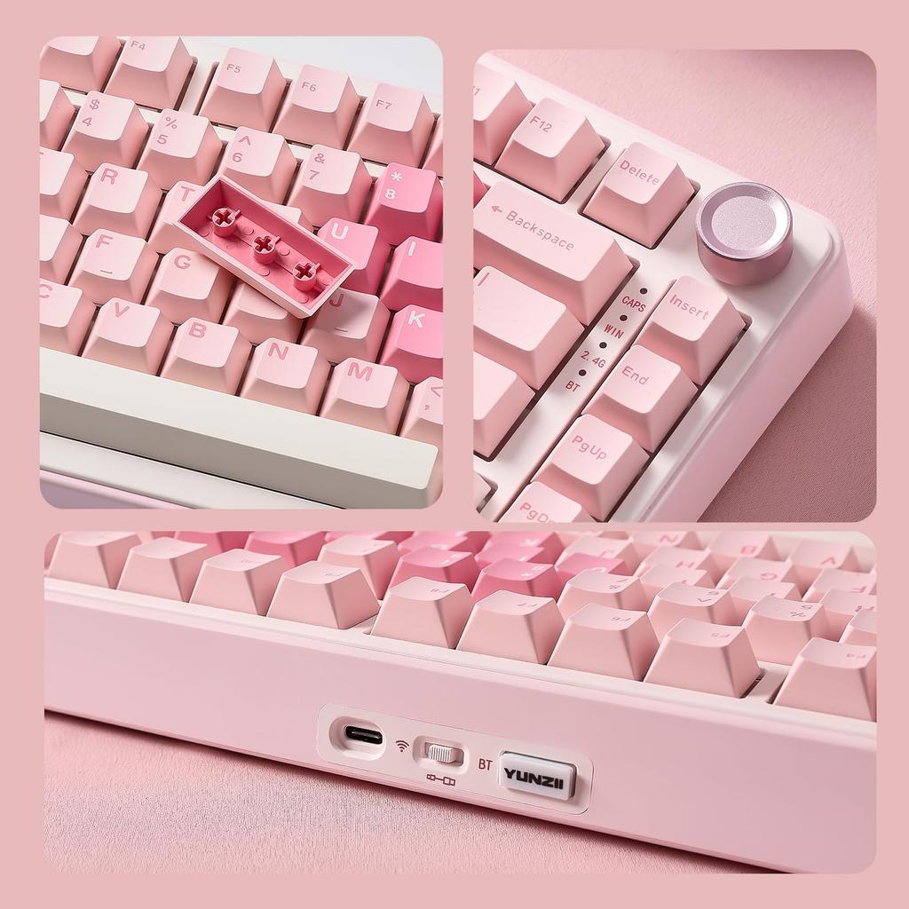 YUNZII B75 PRO 75% Игровая Механическая Клавиатура Gasket RGB Беспроводная BT 2.4G Проводная Ручка