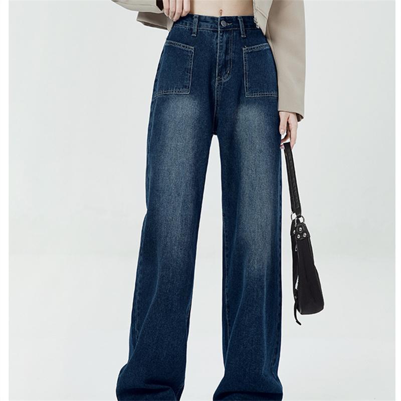 Новая весенне-осенняя уличная одежда, широкие прямые корейские женские модные винтажные джинсовые брюки с высокой талией, женские свободные длинные джинсы в стиле Харадзюку
