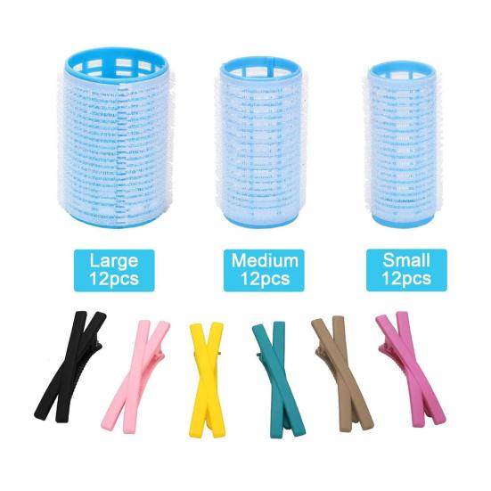 36 шт./компл. самозажимные бигуди для волос с зажимом в виде утиного клюва, складная щетка, 3 размера, без нагрева, короткие, средние, длинные, женские инструменты для укладки волос