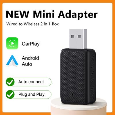 НОВЫЙ Mini 2 в 1 Проводной и беспроводной адаптер CarPlay и Android Auto Скорость передачи данных Plug and Play Модный и портативный