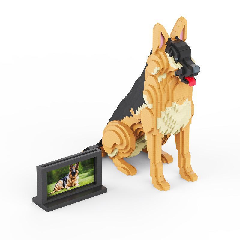 German Shepherd Dog Micro Building Blocks Toy - Simulation Animal Ornament Gift for Kids