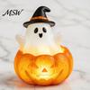 Childrens Bedroom Sleeping Light Halloween Cute Up Ghost Decoration, Small Statue Night Light, Decorative Resin Pumpkin Table Decoration for