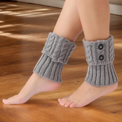 Новые шерстяные теплые сапоги из Европы и Америки, чехол для ног, женские осенние и зимние вязаные жареные переплетения, пуговицы, короткая защита для ног, защита для колен