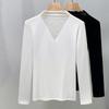 Black Half Turtleneck Lace Base Shirt New Autumn Inner Long-sleeved T-shirt Women's V-neck Top
