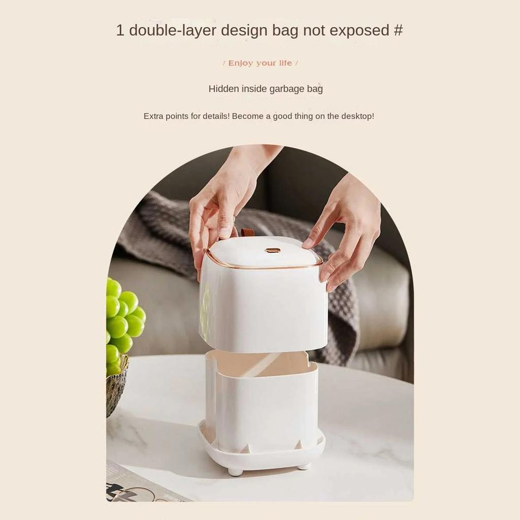 Desktop Trash Can Creative Luxury Dustbin Bin Household Mini Bedside Waste Bin Tea Table Small Garbage Bucket Office Supplies