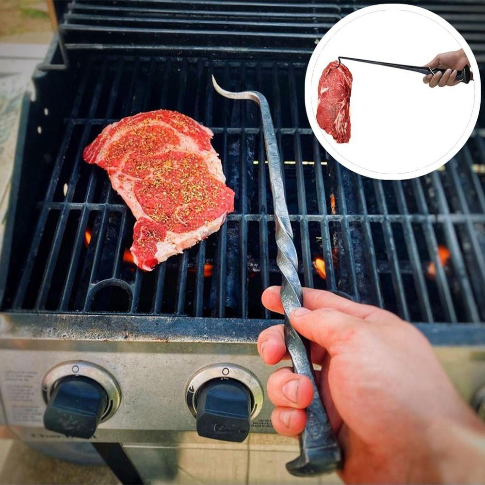 Stainless Steel BBQ Food Flipper Cooking Grilling Outdoor Camping Cooking Barbecue Turners Hooks Grill Accessories BBQ Grill