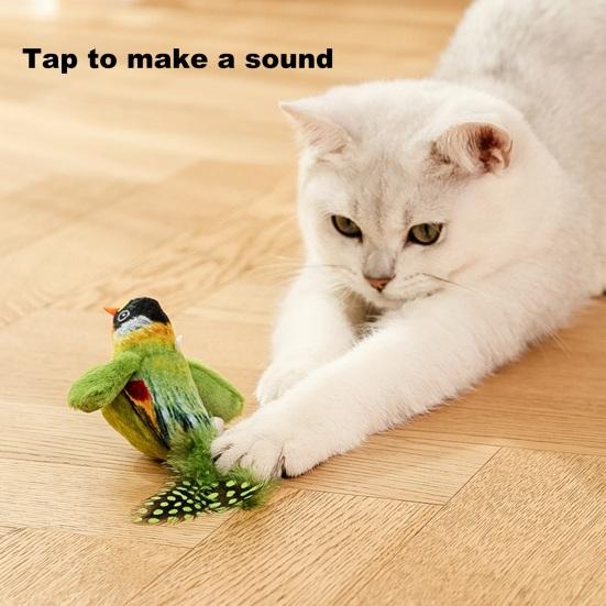 Chirping Bird Cat Toy Interactive Flapping Wings Plush Bird Toy Battery Operated Stimulate