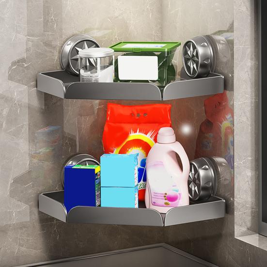 Угловая полка для душа с присоской, прочная несущая полка для душа с дренажными отверстиями