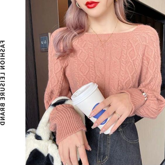 Осень-зима женские свитера с квадратным воротником короткие вязаные пуловеры трикотажные джемперы топы верхняя одежда