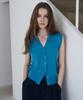 FROMWHERE V-Neck Vest Cardigan Blue