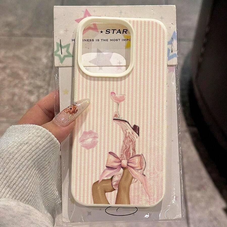 Модный розовый полосатый ковбойский ботинок Чехол для iPhone 17Air 16 15 14pro 13 12 11 Pro Max Plus Роскошный Y2K Эстетика Мягкий ТПУ Чехол