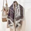 Spring and Autumn Retro Niche Literary and Artistic Fan Cashew Flower Printed Square Scarf Trendy Fashionable Clothing with Shawl