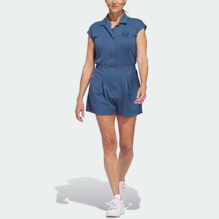 adidas Go-To Romper Однотонный вышитый логотип с коротким рукавом Комбинезон женский синий IP4197